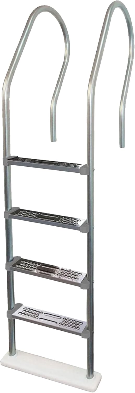 Hi-Rise Reverse Bend Stainless Steel in-Pool Ladder w/Stainless Steel Steps | for Above-Ground Swimming Pools