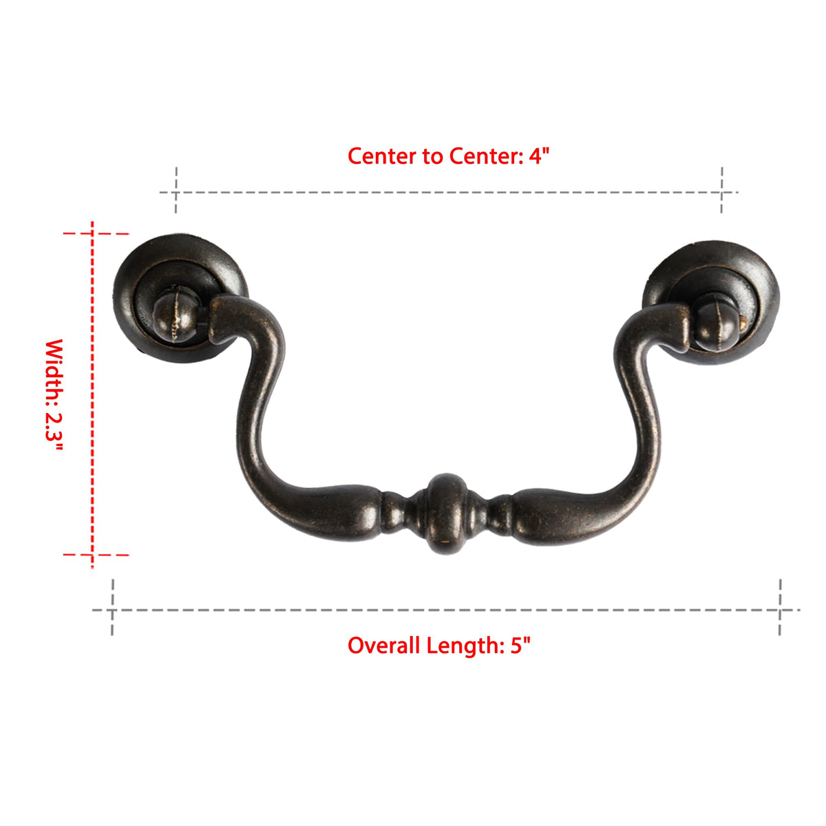 Oil Rubbed Bronze Drop Bail Drawer Pulls 4 Pack, 4" Hole Centers