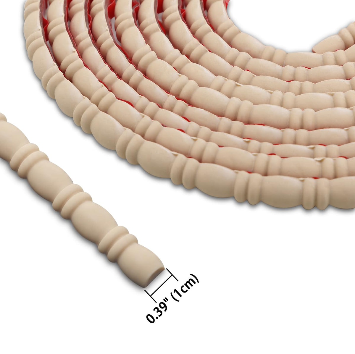0.4" x 196.8" Peel and Stick Bead and Reel Trim, Wood-Tone
