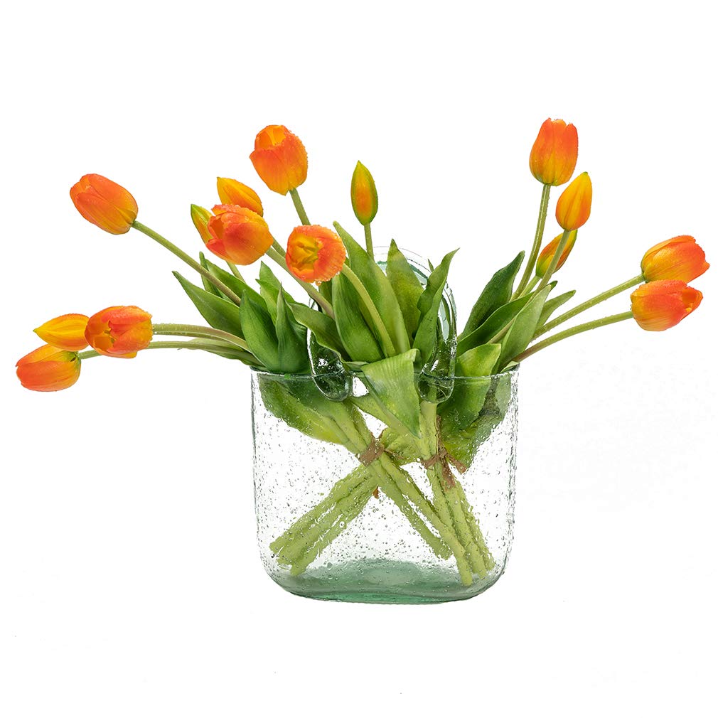 15Pcs Artificial Tulips Flowers, Soft Touch Realistic Latex Tulip Bouquet Wedding Party Garden Decor, Fake Flowers