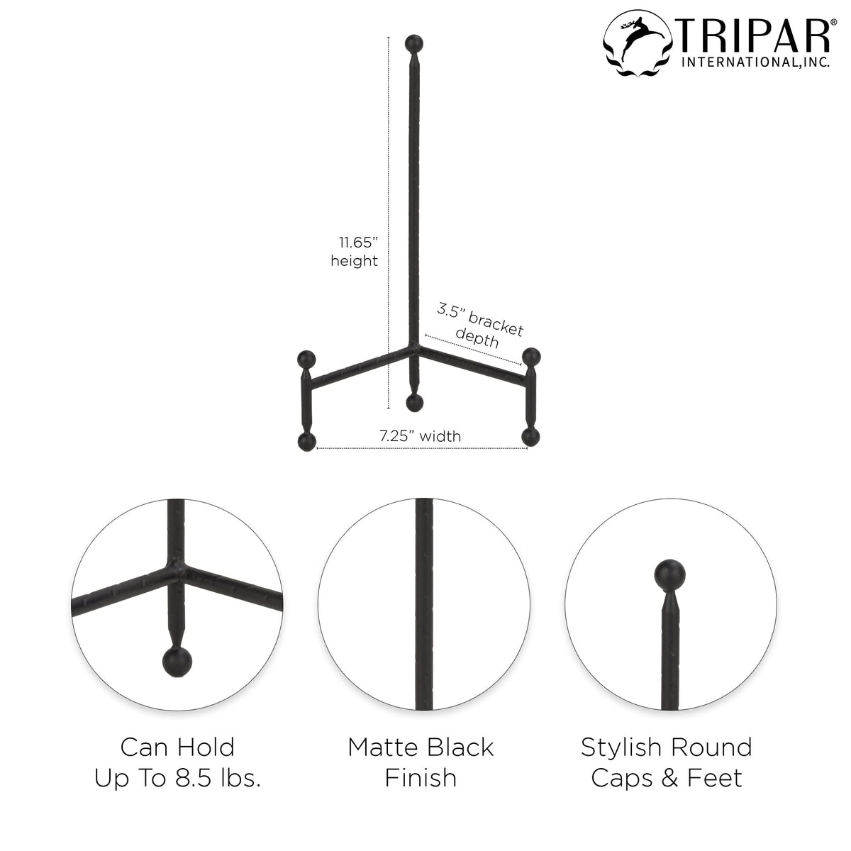 Modern Tripod Easel Display, Black Finish - Lightweight & Durable Design - Perfect for Displaying Decorative