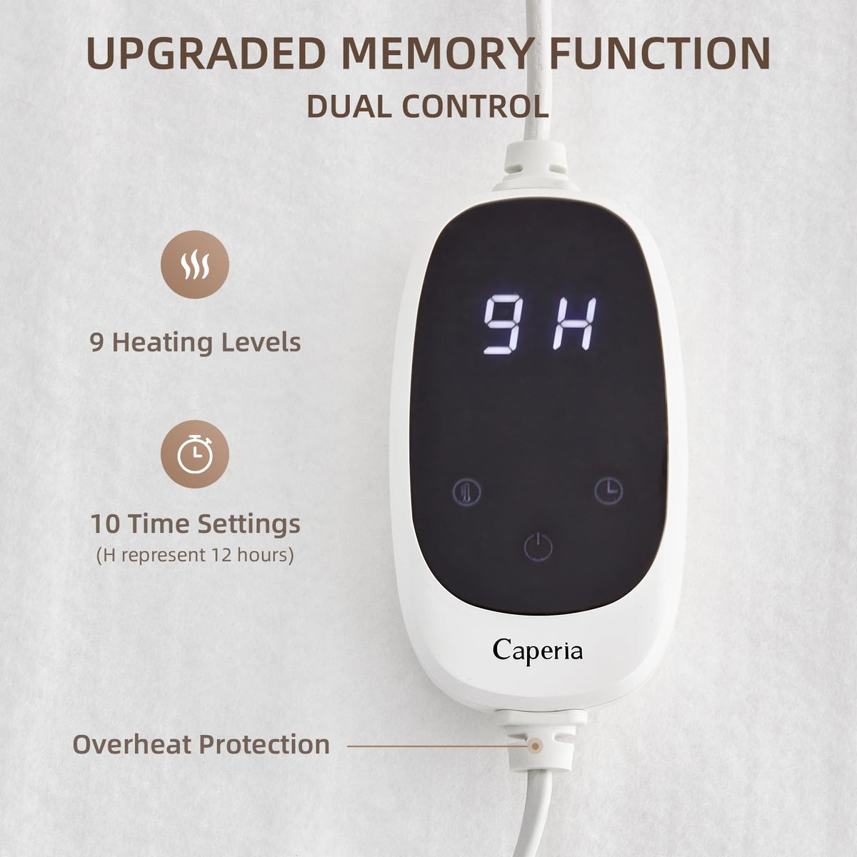 Heated Mattress Pad Electric Mattress Dual Controller Bed Warmer 9 Heat Settings, 1-12 Hours Auto Off