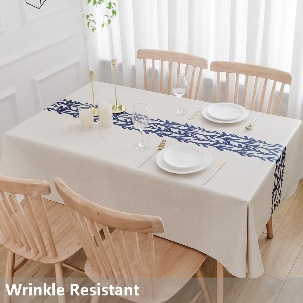 Heavy Duty Vinyl Tablecloths Plastic Table Cloths Dining Table Wipeable PVC Tablecloth for Rectangle Tables
