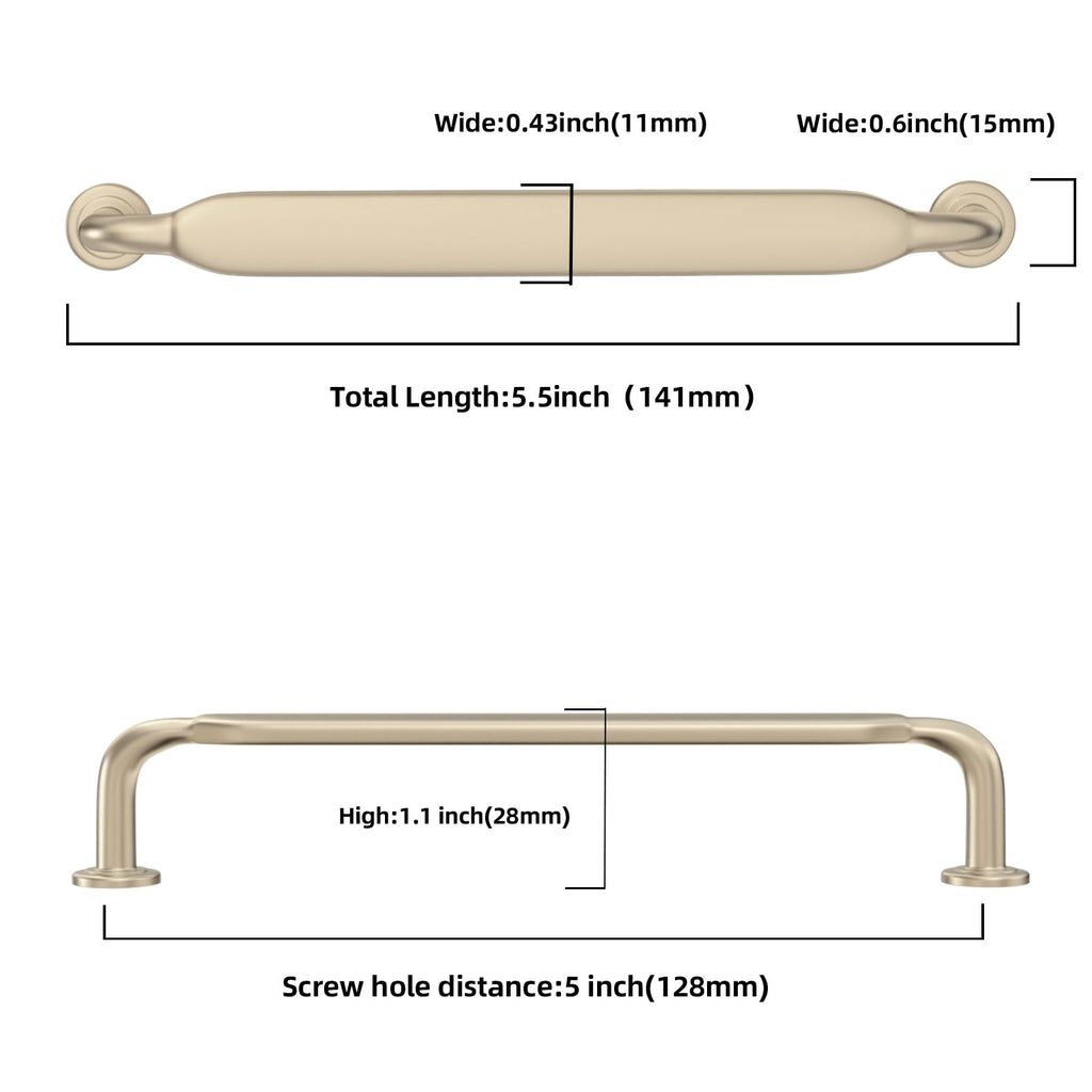 10 Pack 5 inch Brushed Brass Kitchen Cabinet Handles