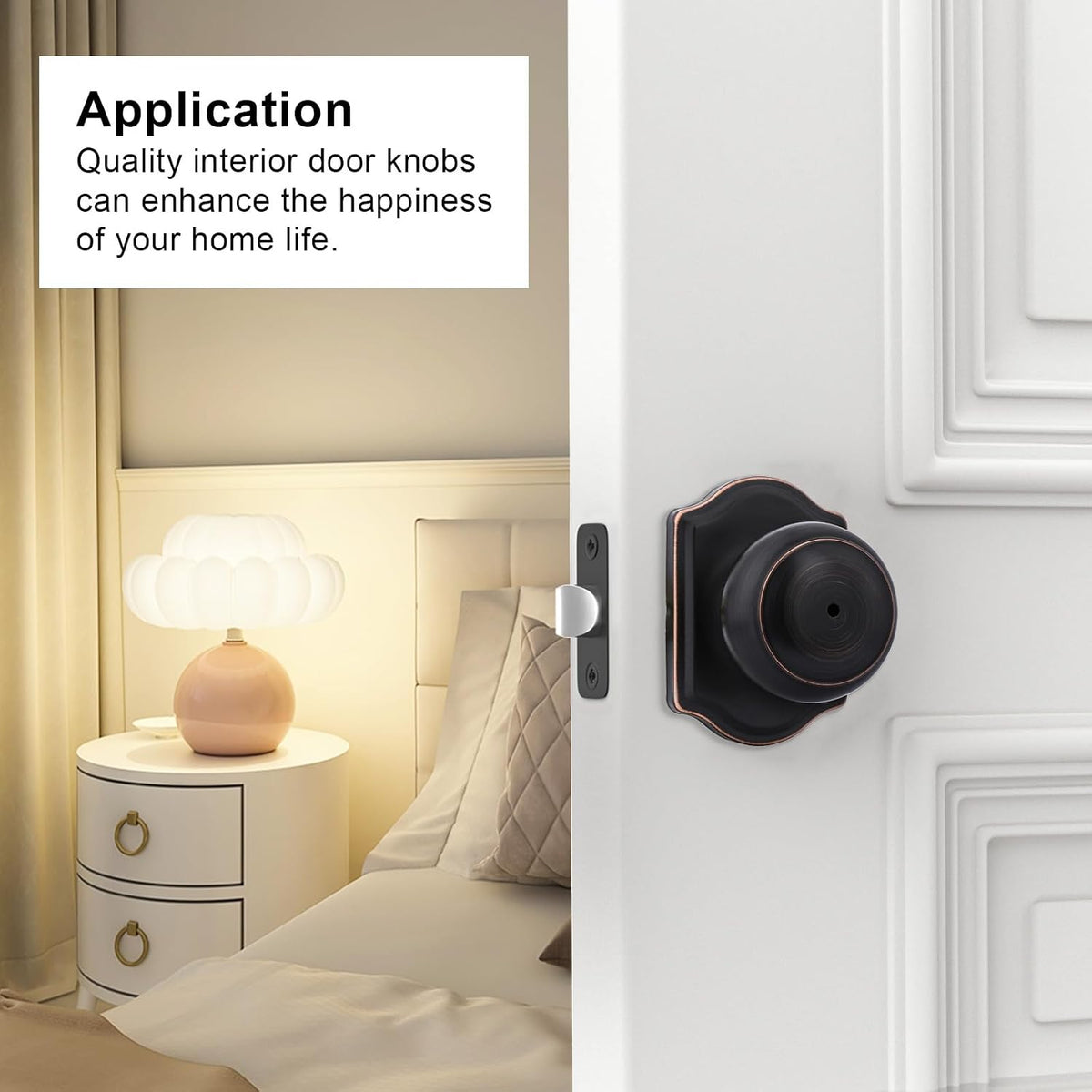 Oil Rubbed Bronze Door Knobs Interior, Bedroom Door Knob & Bathroom for Privacy, Bronze Interior Door Knobs 6 Pack