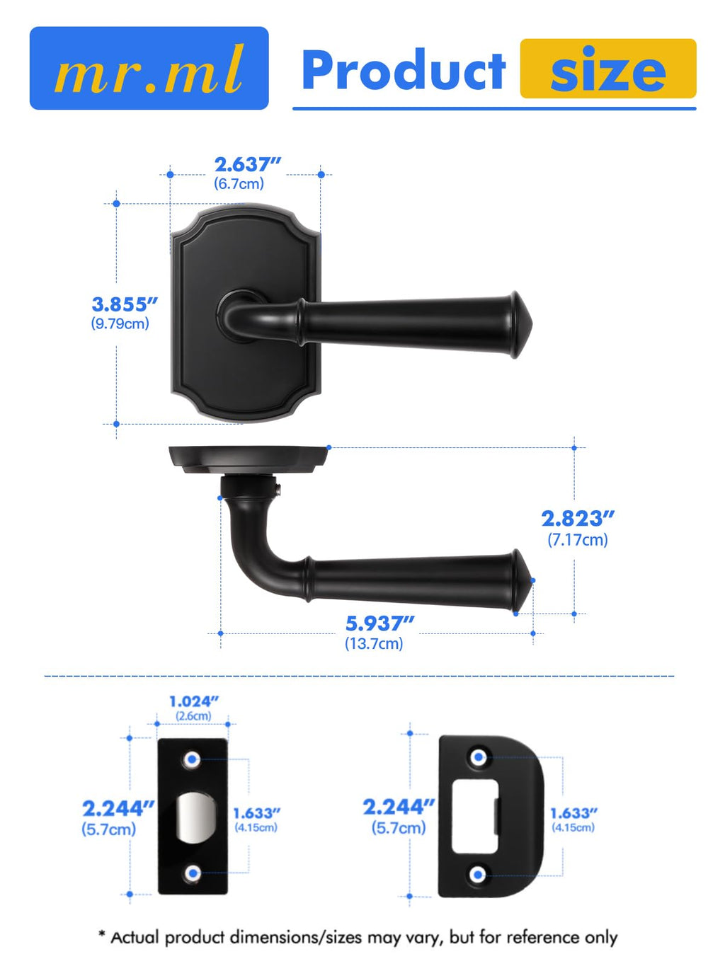 Door Handle Black Passage Door Lever, 1 Pack