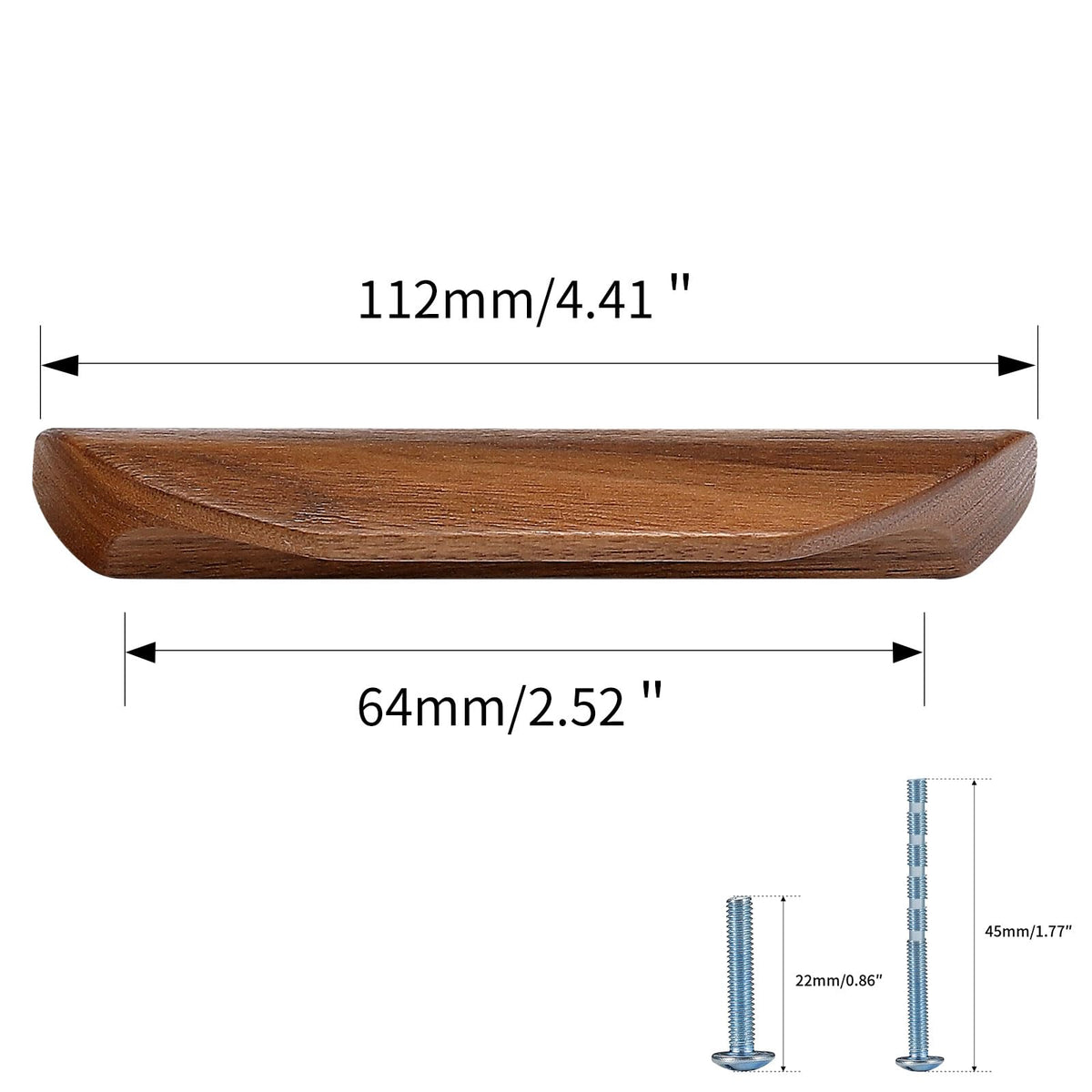 6 pcs Walnut Wood Square Angle 4.41 in Wooden Windbreaker Cabinet Door Handle Wooden Antique Style Long Walnut