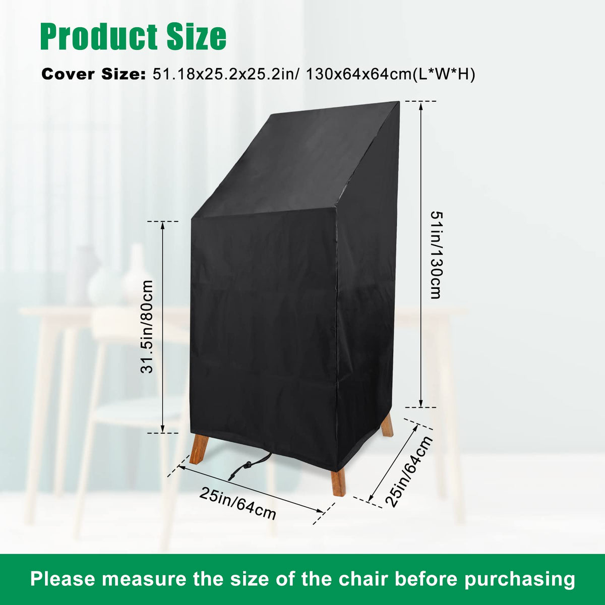 High Back Patio Chair Cover, Stackable Outdoor Chair Cover