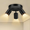 LED 3 Light Track Lighting Kit, LED Track Lighting Fixtures, Black Round Ceiling Spot Lighting, Flexibly Rotatable