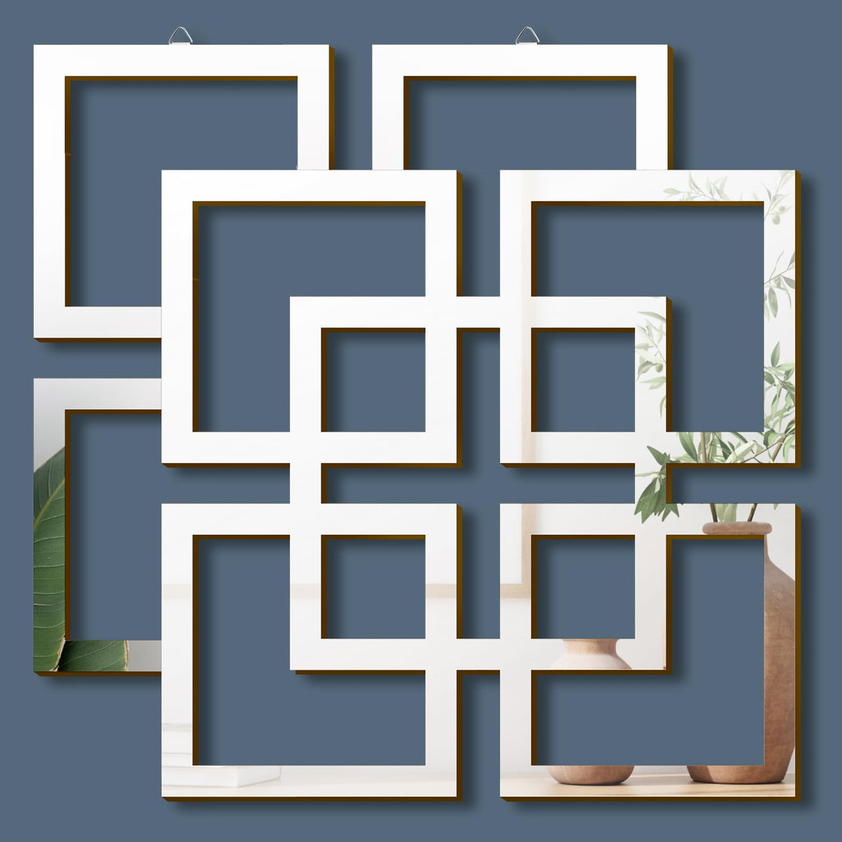 2 Pieces Silver Mirrored Wall Decor 11.8 x 11.8, Silver, Mirrored