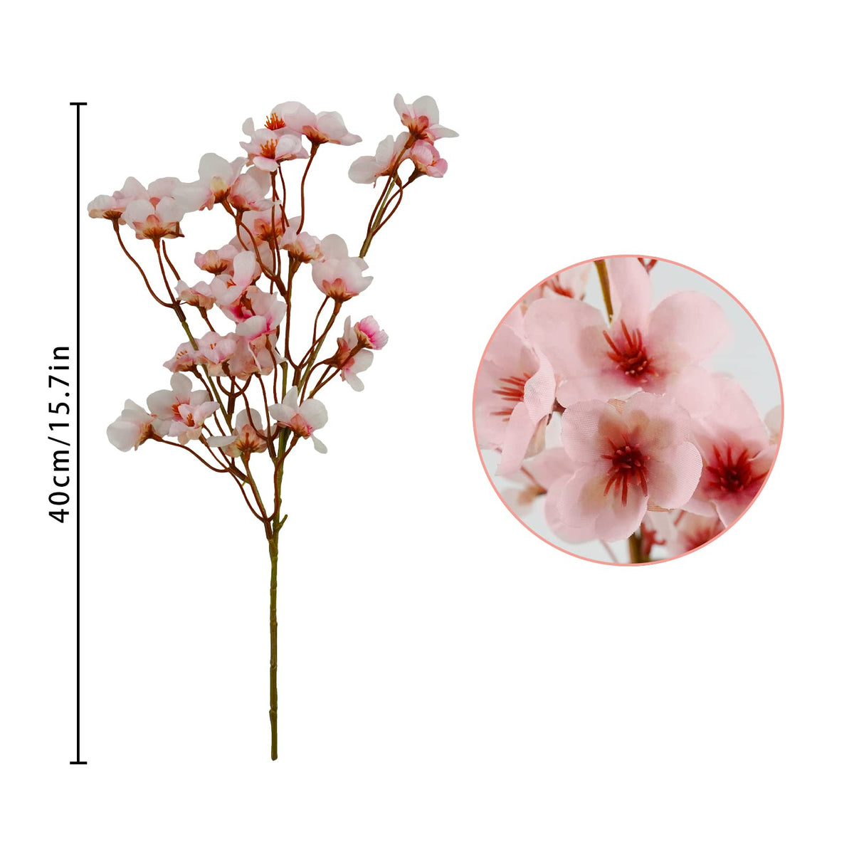 4Pcs Artificial Cherry Blossom Flower, Silk Peach Flowers Fake Plants Arrangement for DIY Garden Home Wedding Party