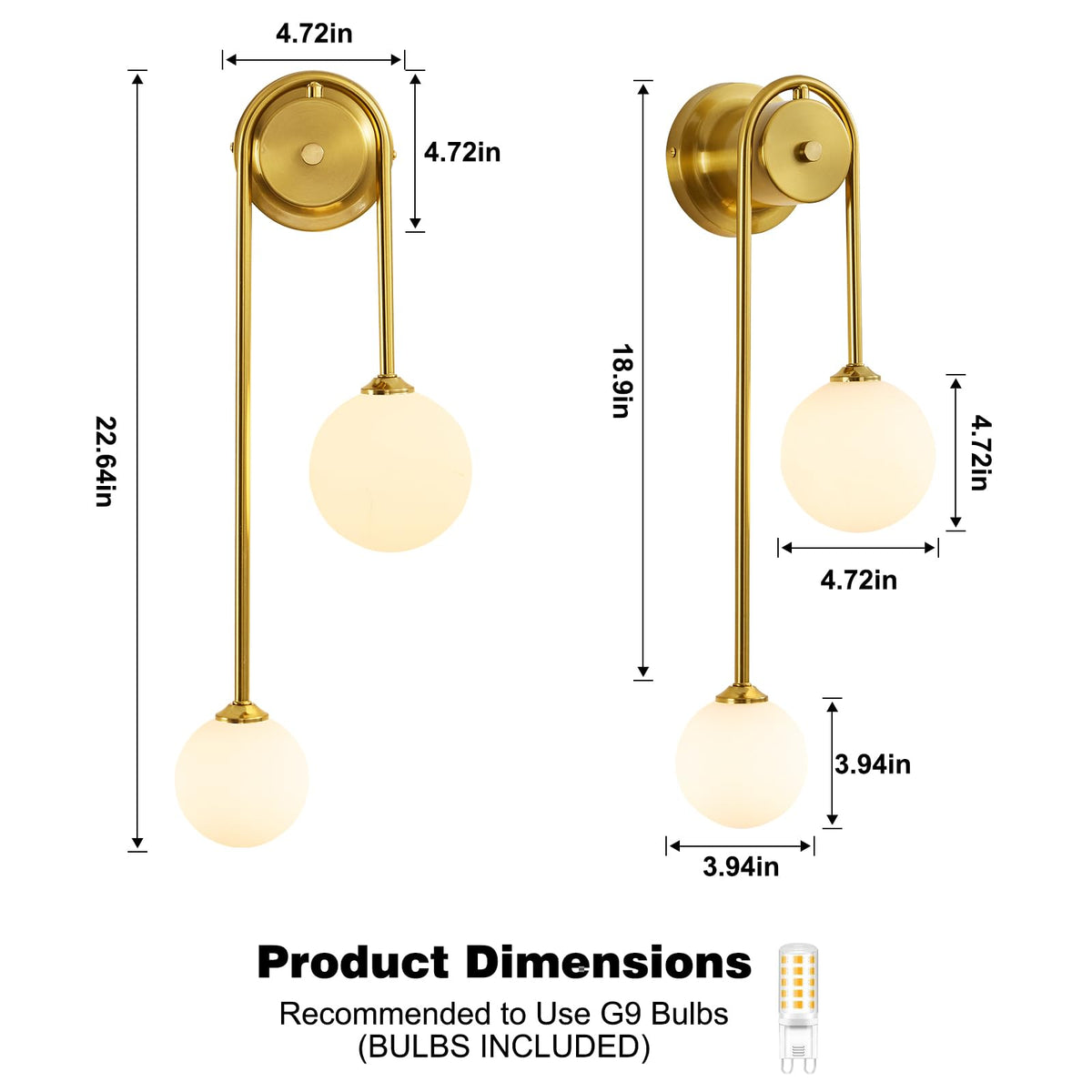 Globe Wall Sconce, Double Hanging Ball Sconce, Modern Indoor Sconces