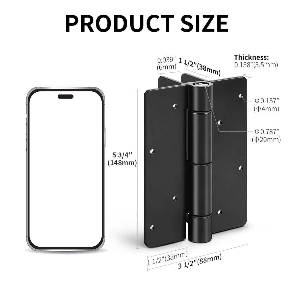 Upgraded 5.75" Aluminum Self Closing Gate Hinges, Fence Gate Hinge for Aluminum | Vinyl | Iron | Wood Gates, Self
