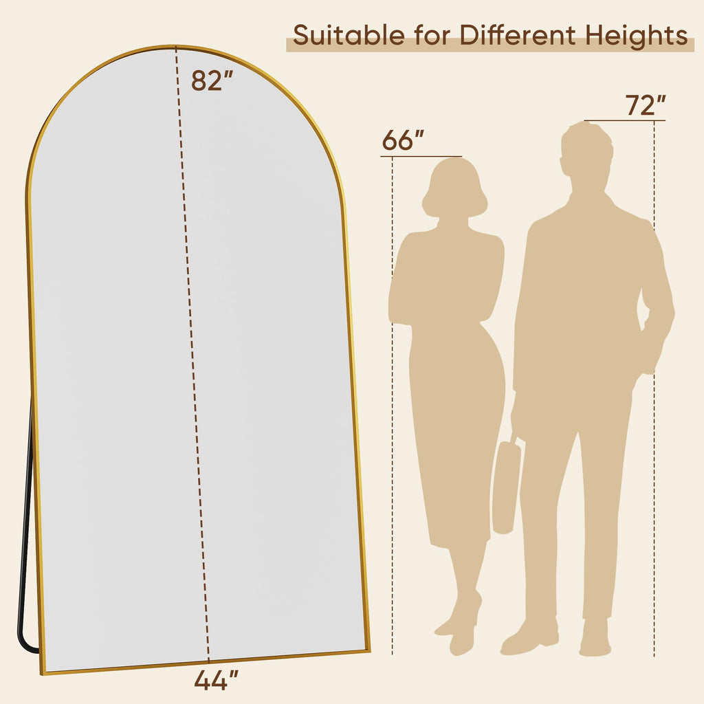 82"x44" Arched Full Length Mirror, Large Floor Mirror, Gold
