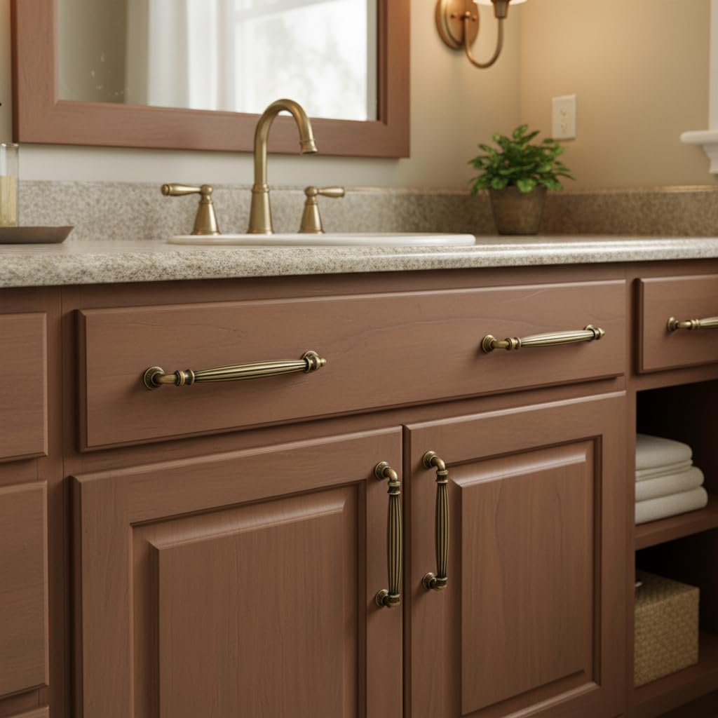 5" Brushed Antique Brass Cabinet Pulls 10 Pack