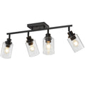 4 Light Kitchen Track Light Fixtures Ceiling Vanity Lights Black, Bathroom Track Lighting Kit w/Rotatable Heads &