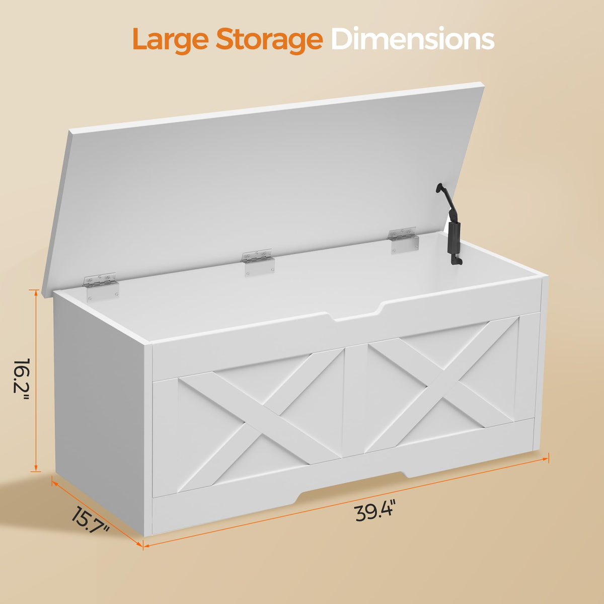39.4" Large Wooden Storage Chest, Farmhouse Storage Bench