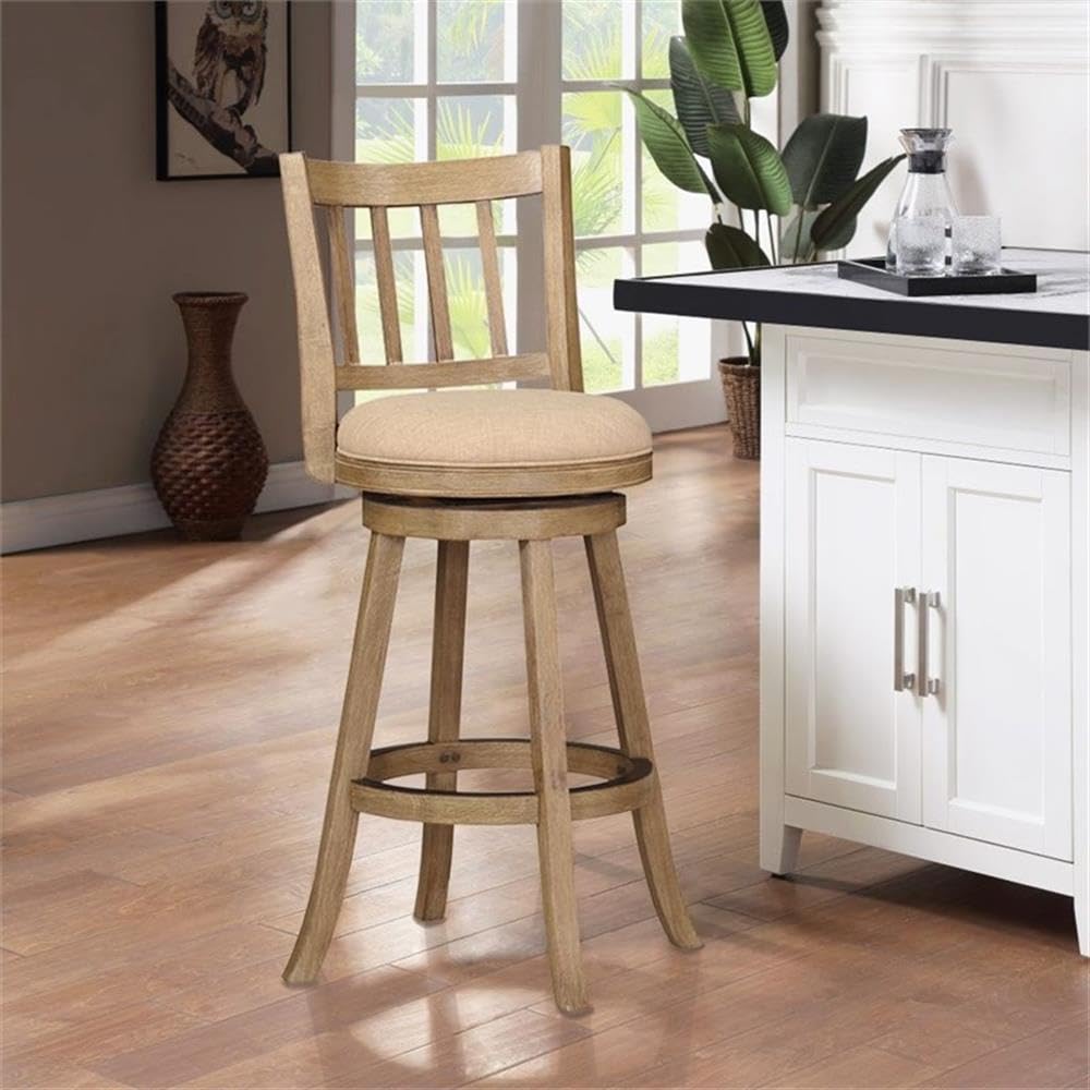 Inspired Bertoia Style Sheldon Bar Height Stool, 1 Pack, 29-Inch, 1-Pack, Driftwood Wire-Brush and Oatmeal