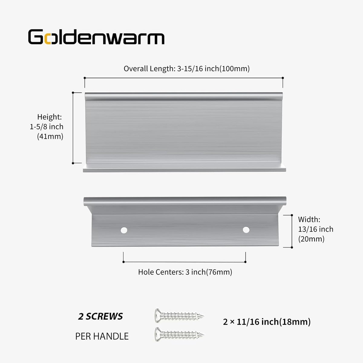 100 Pack 3in Brushed Nickel Finger Edge Pulls for Cabinets