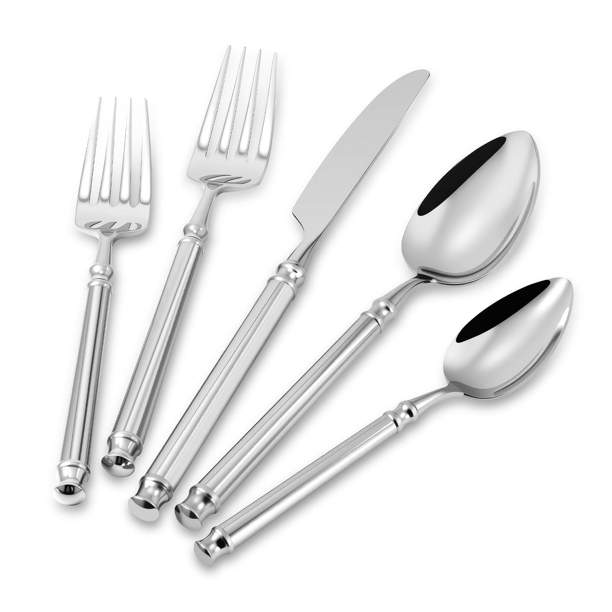 Silverware Set 18/10 Stainless Steel Vintage Flatware Set, 40-Piece Hand Forged Mirror Silver Finish Cutlery