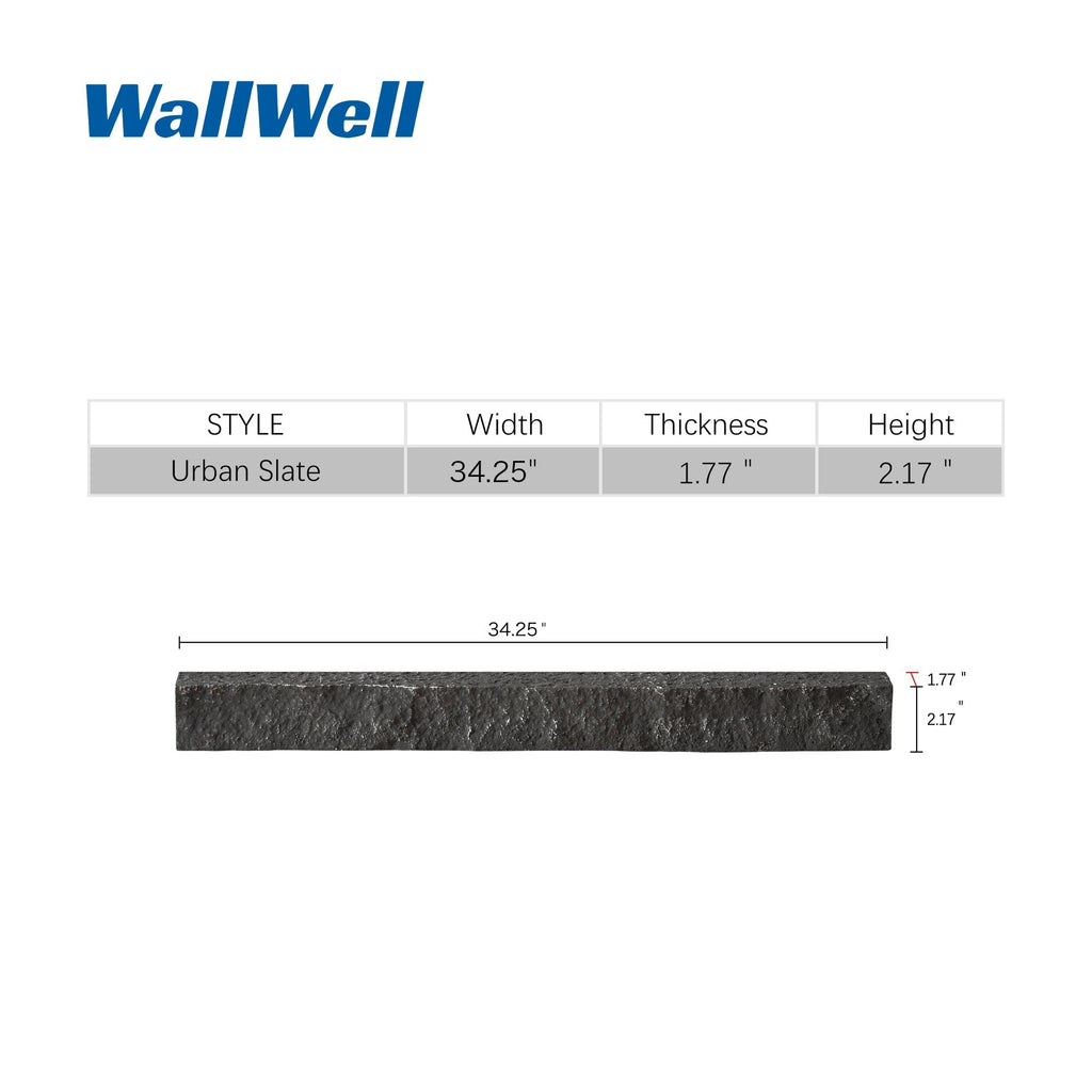 2-Pack Faux Stone Universal Ledger Trim, 34 in, Urban Slate