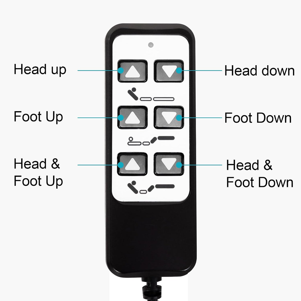 6 Button 5 Pin Adjustable Bed Remote Control Replacement,Wired Handset Switch with 59" Power Cord, Head and Foot