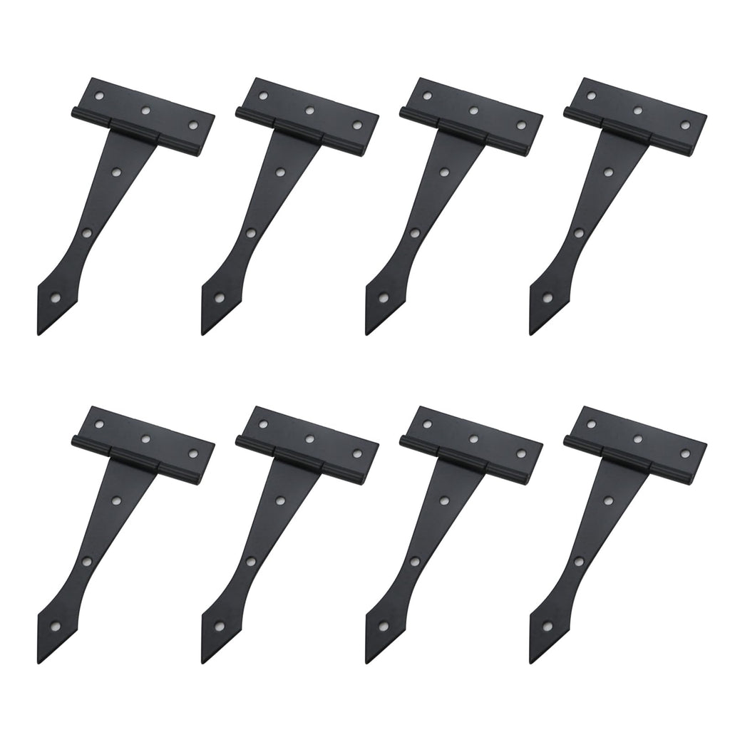 8Pcs Black Strap Hinges, 4-Inch