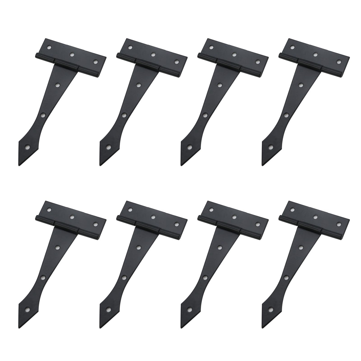 8Pcs Black Strap Hinges, 4-Inch