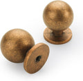 30 Pack Antique Brass Cabinet Knobs,Solid Round Drawer Pulls