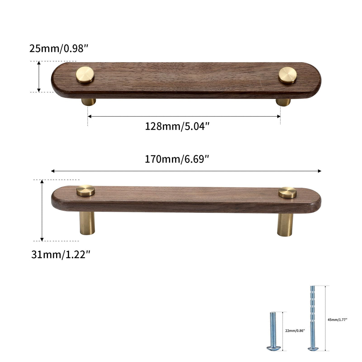 4 pcs 5.04 in Walnut Brass Cabinet Door Handles Cabinet Wine Cabinet Wardrobe Drawer Door pulls