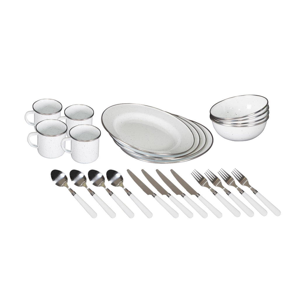 Deluxe 24-Piece Enamel Tableware Set - White (11220-03)