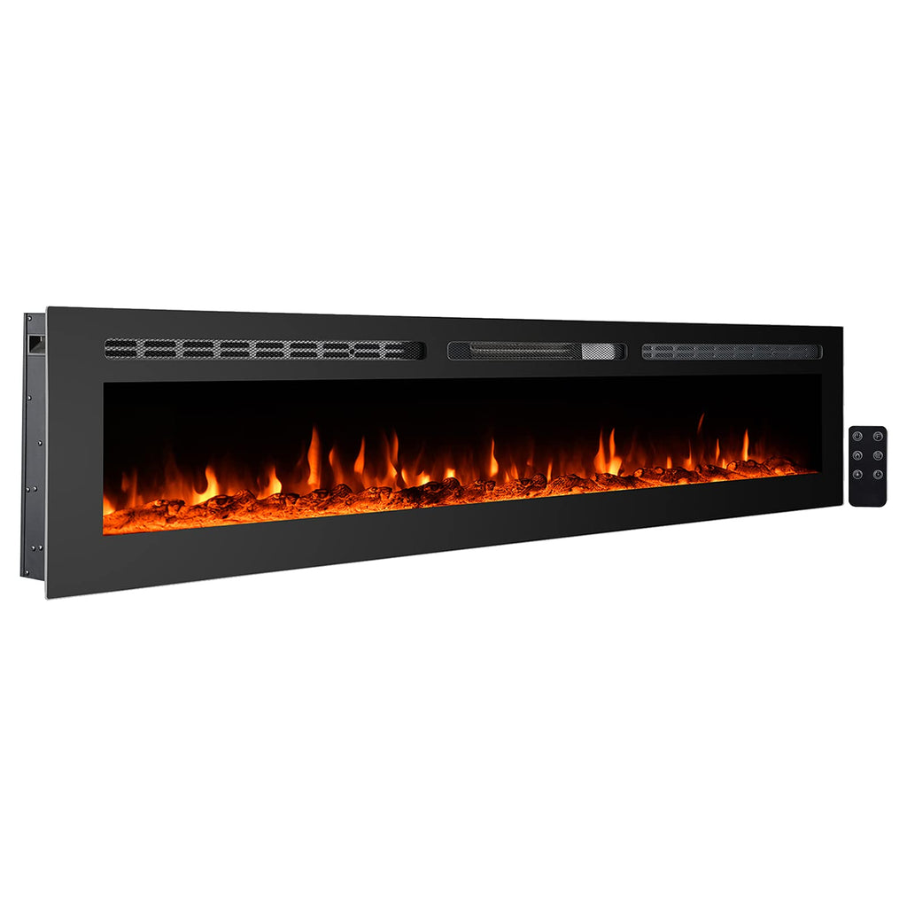 80 inch 750W/1500W Electric Fireplace Inserts with Remote Control in Wall Mounted, Energy Saving LED Insert Fireplace