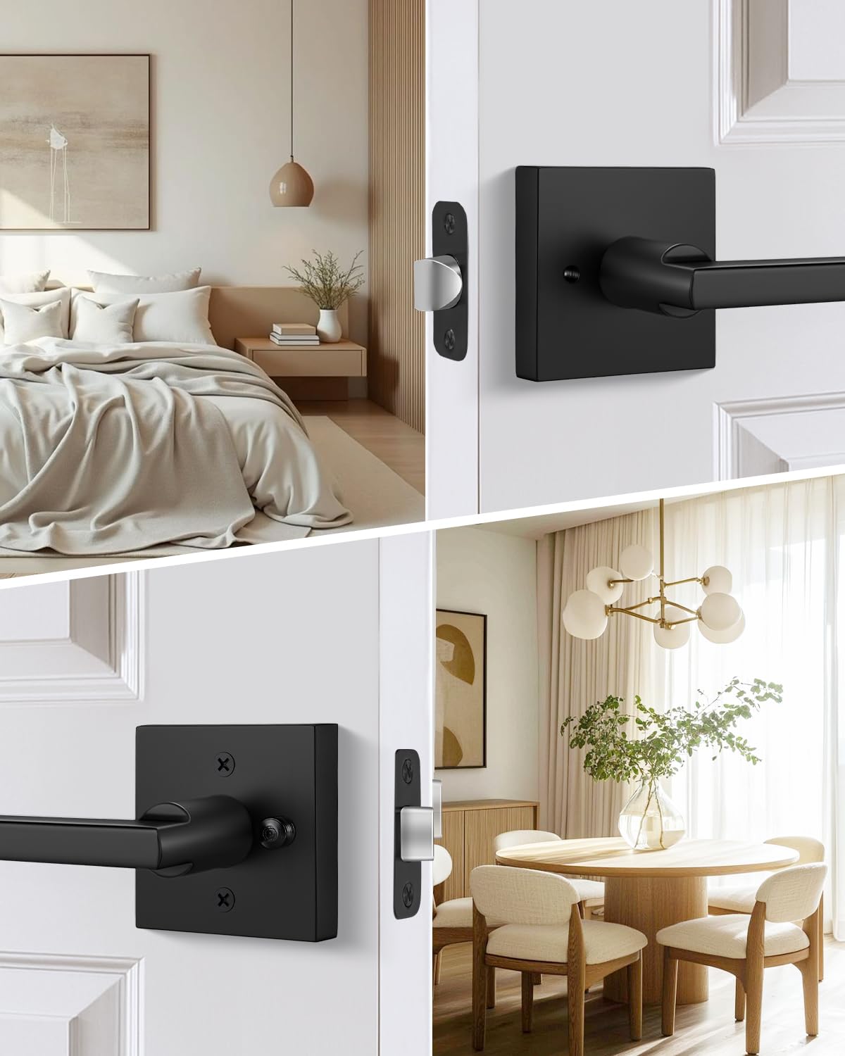 Matte Black Door Handles Interior, Privacy Door Handle 2 Pack