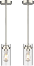 Pendant Light (2 Packs), Kitchen Ceiling Hanging Light, Adjustable Height, Kitchen Light Fixtures Brushed Nickel
