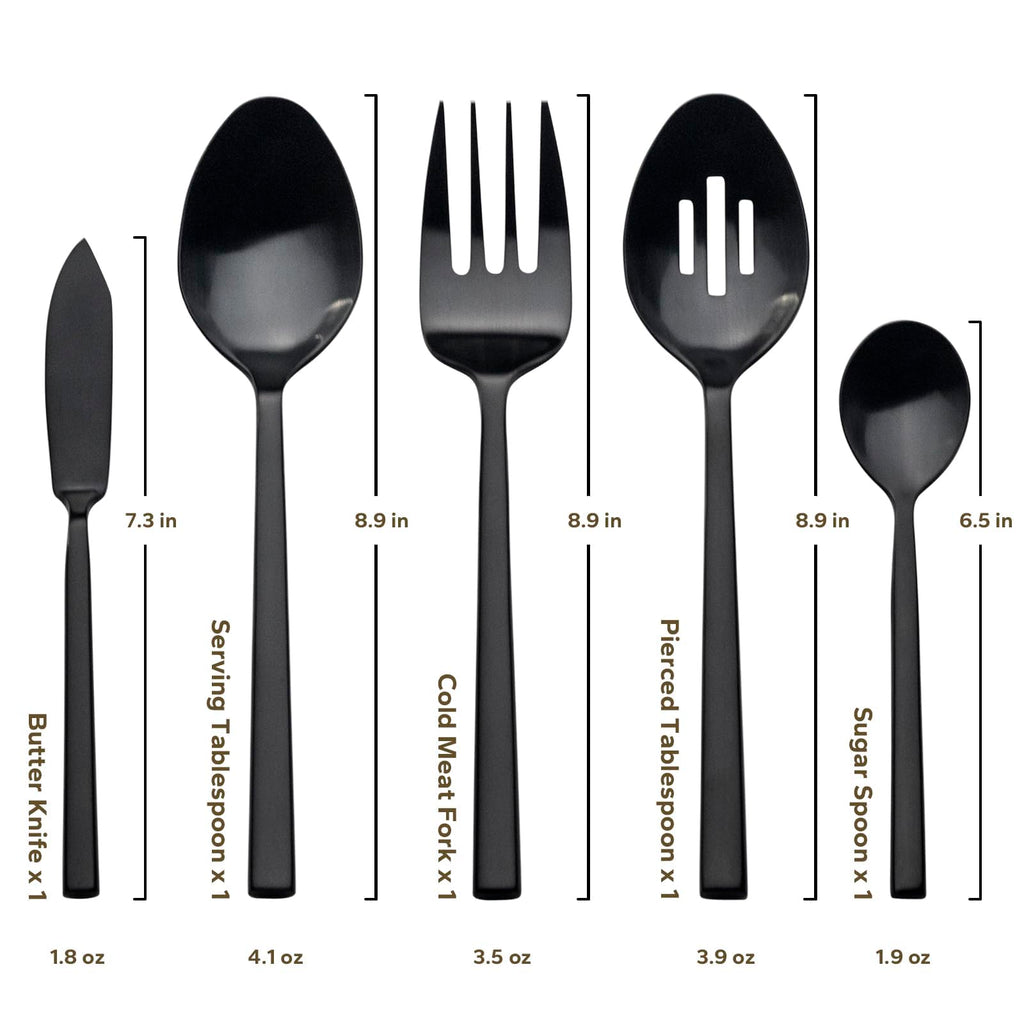 Cube Black 45-Piece Forged Stainless Steel Matte Flatware Set for 8