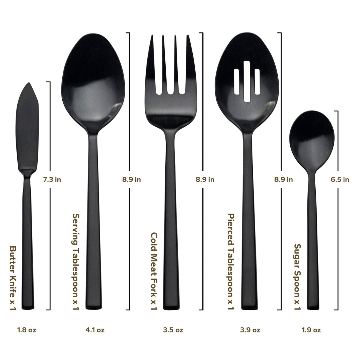 Cube Black 45-Piece Forged Stainless Steel Matte Flatware Set for 8