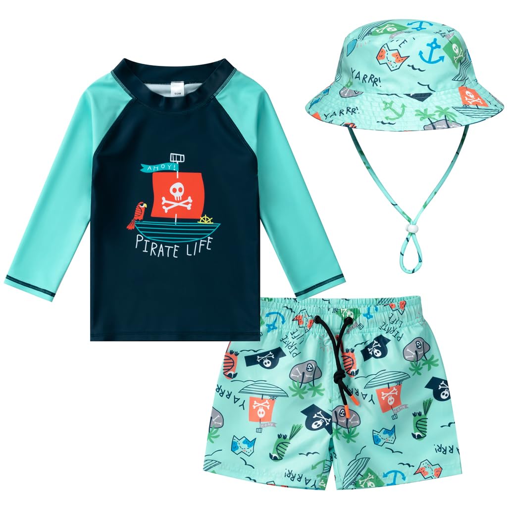 Toddler and Baby Boys' Piece Swimsuit Trunk Rashguard Set Sun Hat Swimwear Bathing Suit Sunsuit Swim Shirt Set
