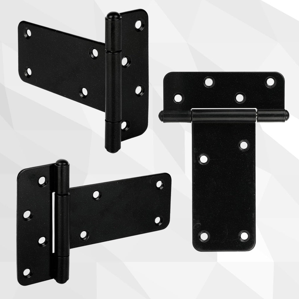 4 Pack 5 in T-Strap Heavy Duty Gate Hinges 260 Lbs Capacity, Black