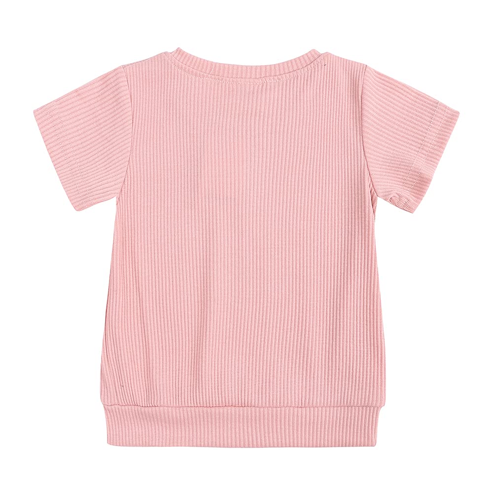 Infant Boys Girls Summer Outfits Toddler Baby Ribbed knitted Short Sleeve Top + Shorts 2PCS Cotton Clothes Set
