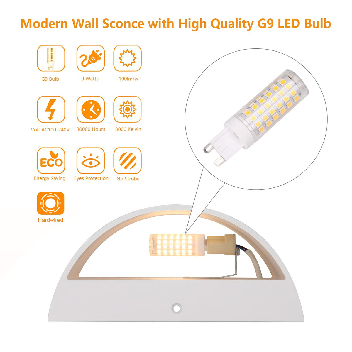 Aluminum Modern Indoor LED Wall Sconce Interior Wall Lights 1 Pack Hardwired Up and Down Wall Mount Light Bedroom