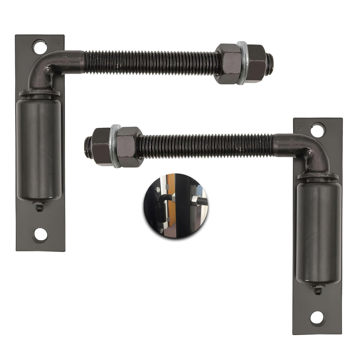 2 Pack J-Bolt Gate Hinge with Plate, Heavy Duty Welded Hinge for Doors Gates, Driveway Gates for Welding on Larger