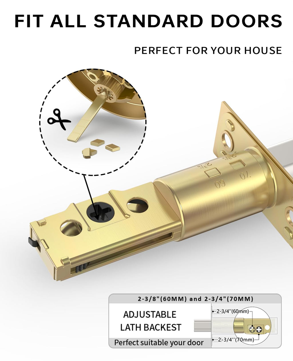 1 Pack Champagne Bronze Deadbolt Lock, Round Exterior Keyed Front Entry Door, Exterior Door Security, Door Lock Set