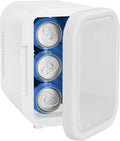 Portable Mini Fridge - Fits 6 x 12 oz Cans, Cooler and Heater Mini Fridge for Bedroom, Car, Office, Dorm and Skincare