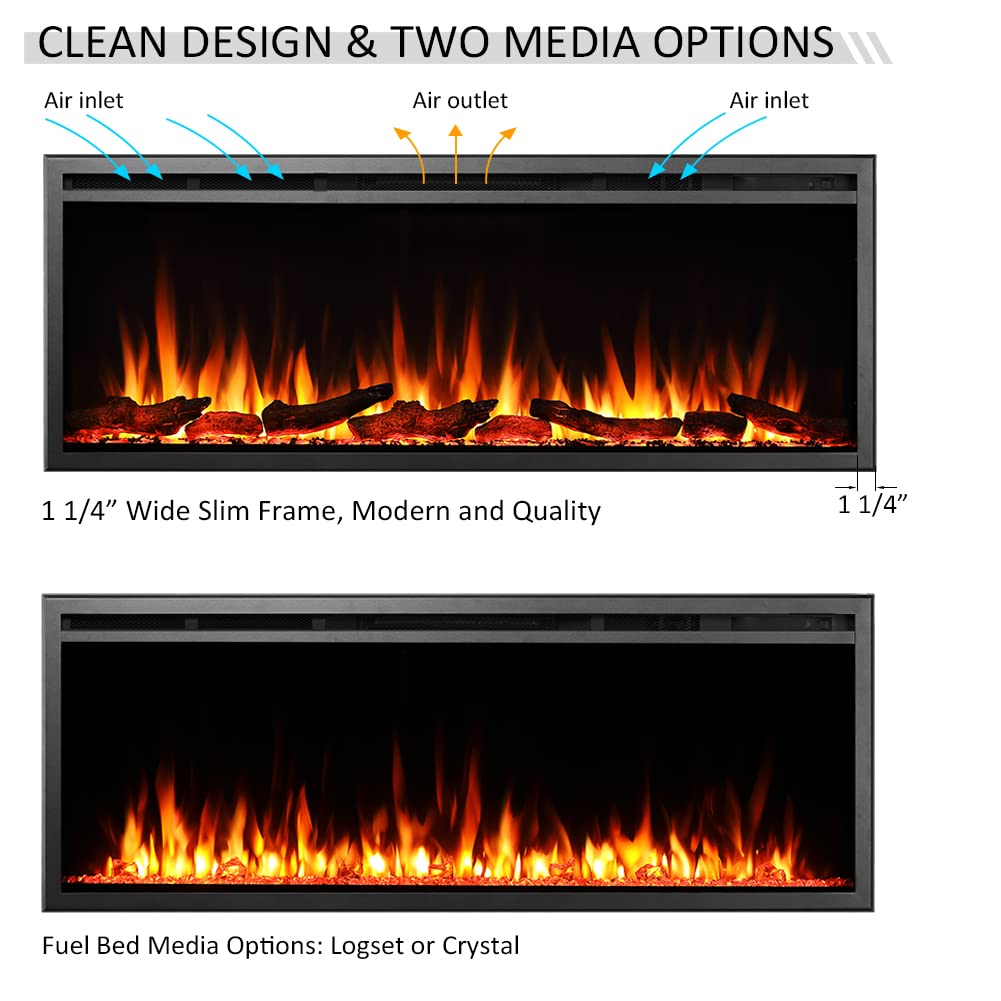 LegendFlame 50" W Austin in Wall Recessed & Wall Mounted Electric Fireplace