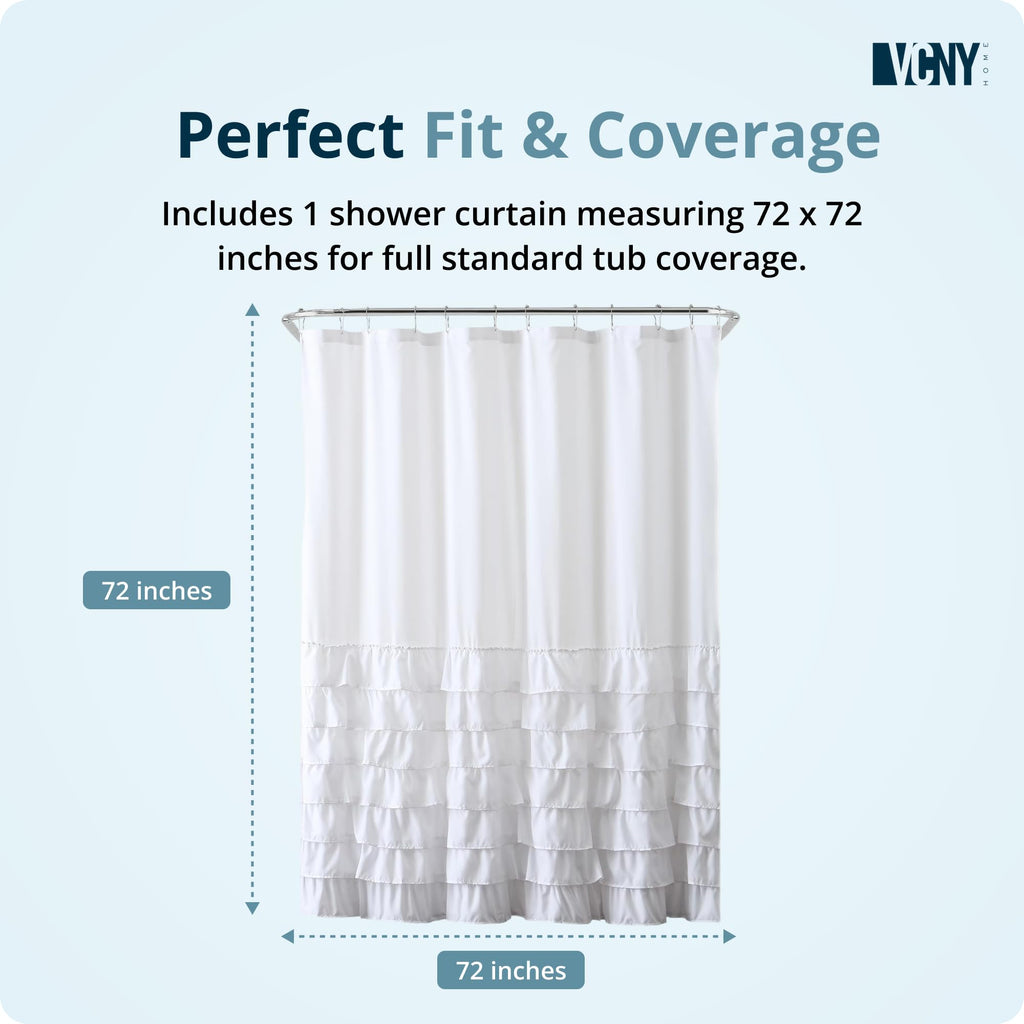 Melanie Ruffled Tier, White, 72 x 72 in