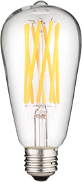 LED Filament S19 Edison Style Light Bulb 8 (60W Equivalent) Clear, Dimmable Lightbulb, 27K - Warm White