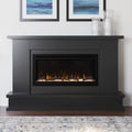 Black Mantel Package 64" W 42" H with 42 Inch Electric Fireplace - 5 Flame Colors, 10 Ember Bed Colors, Log