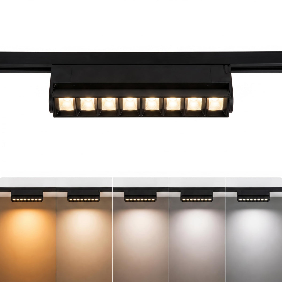 5 Color Linear H Track Lighting Heads Dimmable, Black 20W 1 Pack