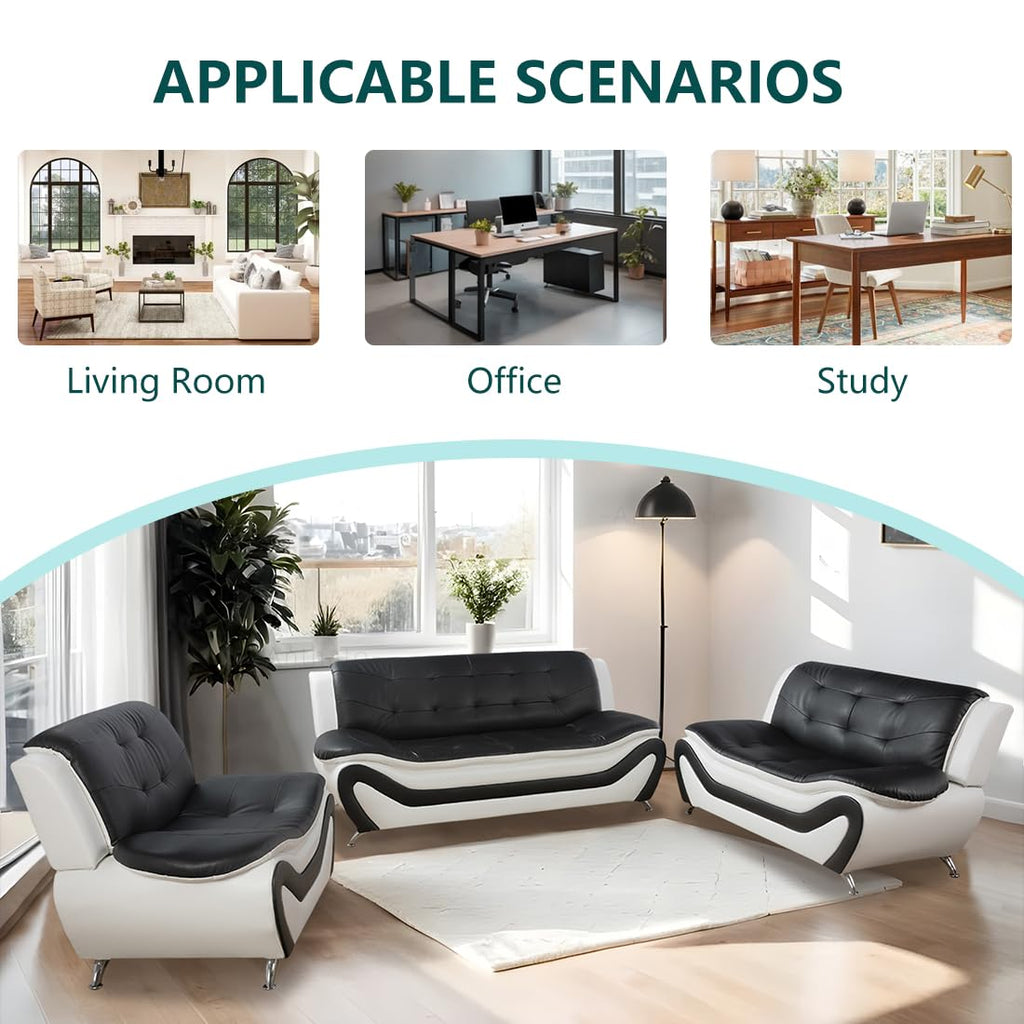Leather Sectional Sofa Couches, Living Room Furniture Sets, 3 Pieces Modern Sofa Couch Set /Apartment/Office/Bedroom