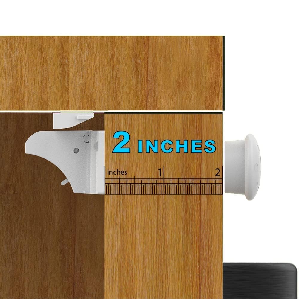 Upgraded Magnetic Cabinet Locks (32Locks and 6 Keys) Baby Proofing Magnetic Safety Locks with 3M Adhesive, One Minute